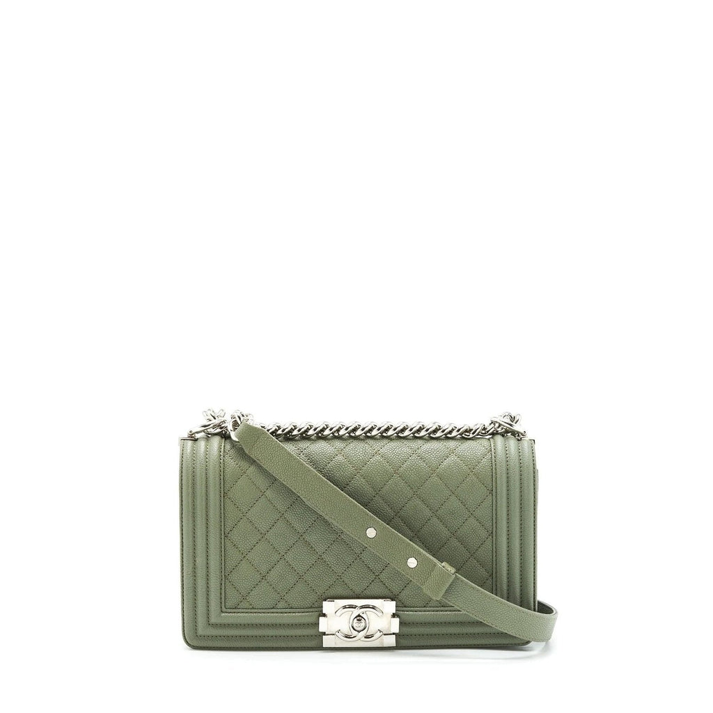 CHANEL MEDIUM BOY BAG CAVIAR LIGHT GREEN