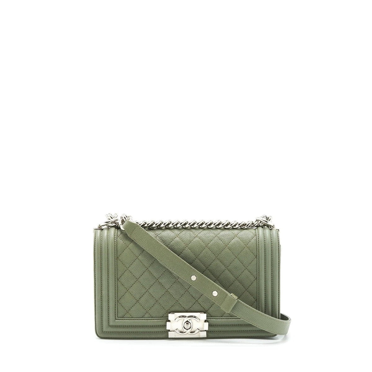 CHANEL MEDIUM BOY BAG CAVIAR LIGHT GREEN